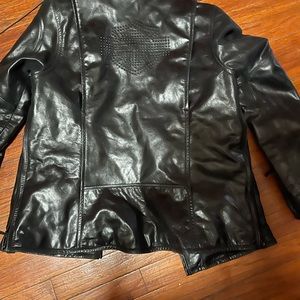 NWOT Harley Davidson black Women’s leather rhinestone jacket XL
